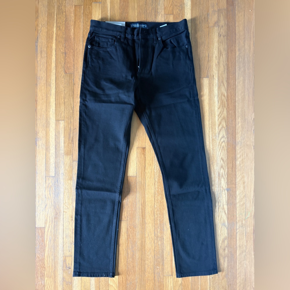 Everlane Men's THE SLIM 4-WAY STRETCH ORGANIC JEAN-Black 33x34